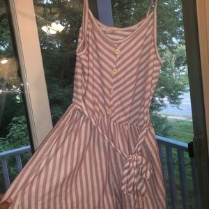 Pink and white stripped romper